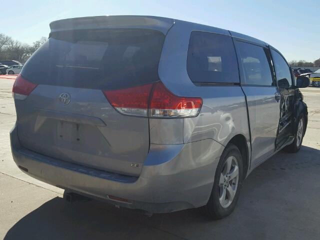 5TDKA3DC6CS010772 - 2012 TOYOTA SIENNA BAS SILVER photo 4