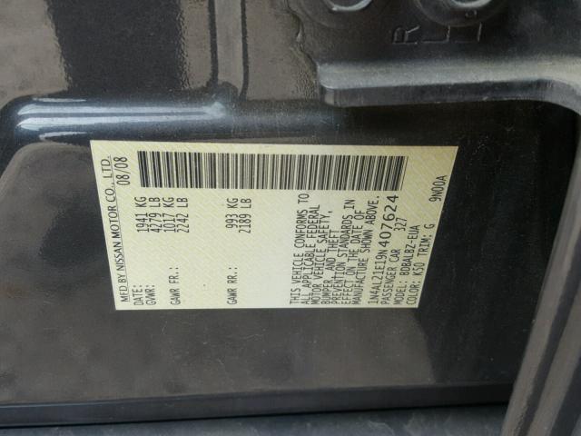 1N4AL21E19N407624 - 2009 NISSAN ALTIMA 2.5 GRAY photo 10