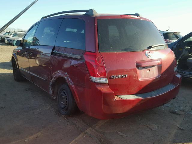 5N1BV28U56N100888 - 2006 NISSAN QUEST S MAROON photo 3