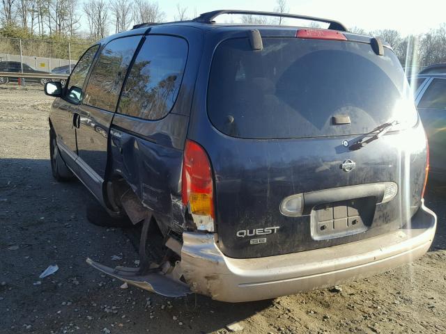 4N2XN11T9YD805298 - 2000 NISSAN QUEST SE BLUE photo 3