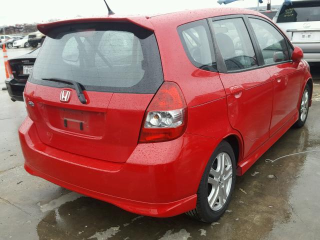 JHMGD38647S029429 - 2007 HONDA FIT S RED photo 4