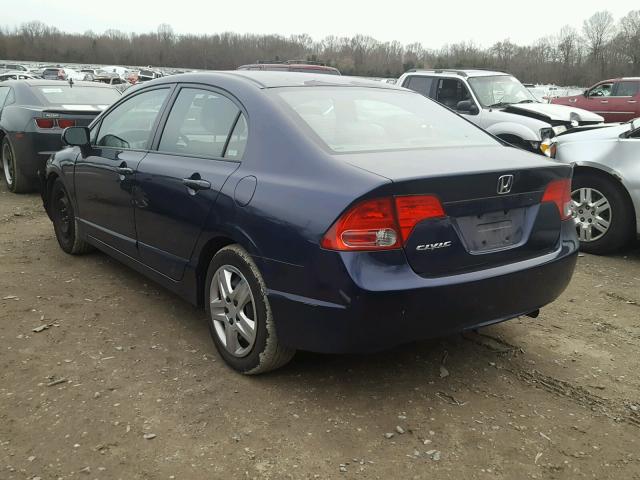 2HGFA15598H500488 - 2008 HONDA CIVIC LX BLUE photo 3