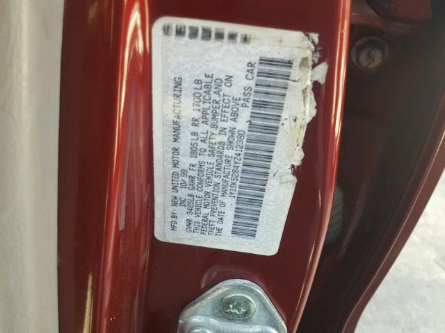 1Y1SK5284YZ412380 - 2000 CHEVROLET GEO PRIZM 勃艮第红 照片 10