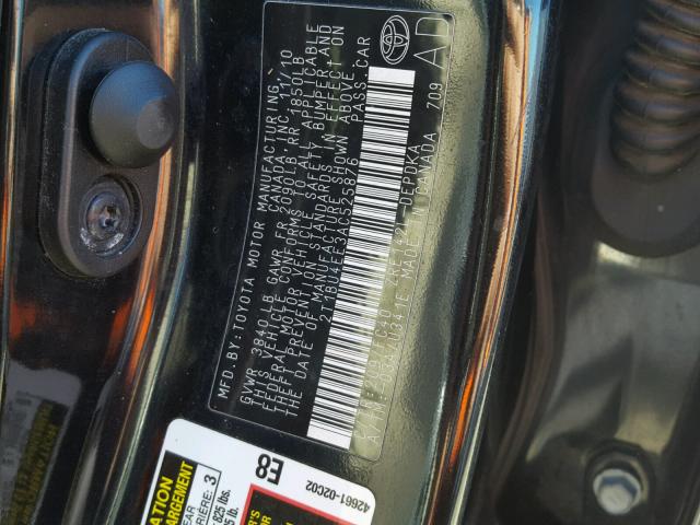 2T1BU4EE3AC525876 - 2010 TOYOTA COROLLA BA BLACK photo 10