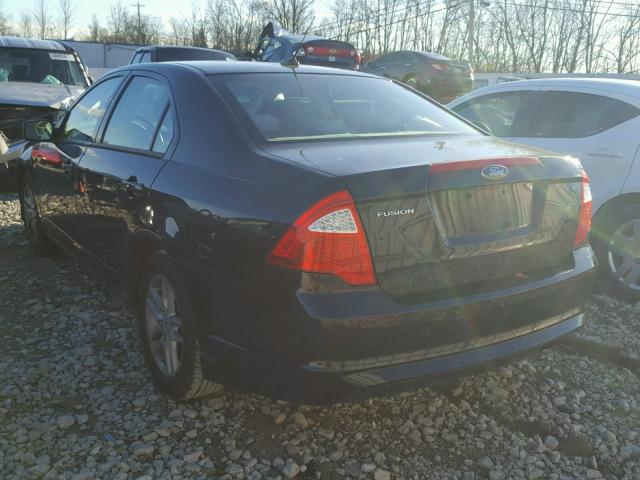 3FAHP0GA7AR317309 - 2010 FORD FUSION S BLACK photo 3