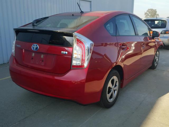 JTDKN3DU5C5471786 - 2012 TOYOTA PRIUS RED photo 4