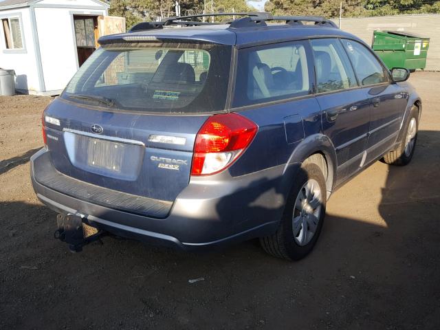 4S4BP60CX87321804 - 2008 SUBARU OUTBACK BLUE photo 4