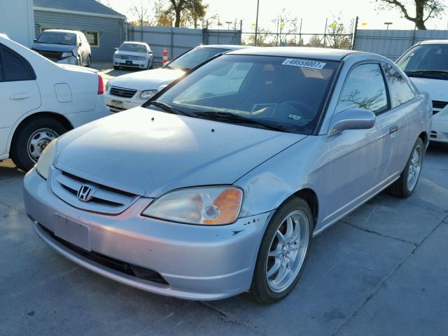 1HGEM22541L115684 - 2001 HONDA CIVIC LX SILVER photo 2