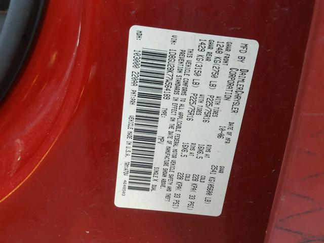 1D8GU28K77W564189 - 2007 DODGE NITRO SXT RED photo 10