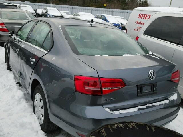 3VWD07AJ3FM230152 - 2015 VOLKSWAGEN JETTA SE GRAY photo 3