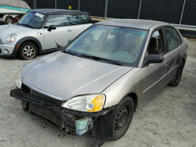 1HGES16562L065172 - 2002 HONDA CIVIC LX GOLD photo 2