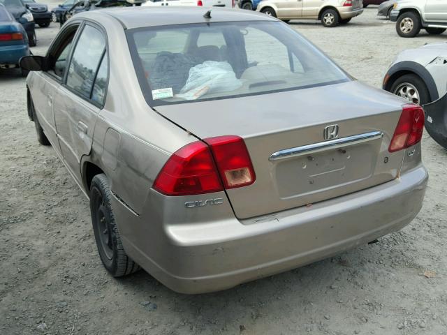 1HGES16562L065172 - 2002 HONDA CIVIC LX GOLD photo 3