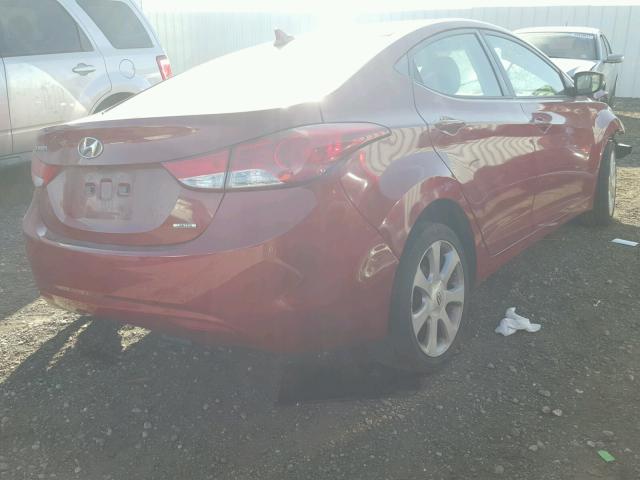 KMHDH4AE5BU091060 - 2011 HYUNDAI ELANTRA GL RED photo 4