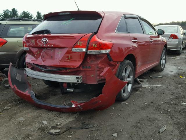 4T3ZK3BB8AU022570 - 2010 TOYOTA VENZA BASE RED photo 4