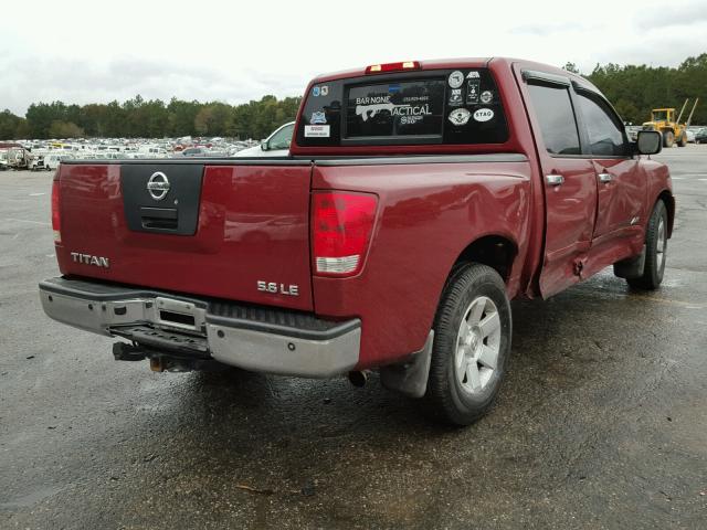 1N6BA07A26N520150 - 2006 NISSAN TITAN XE BURGUNDY photo 4