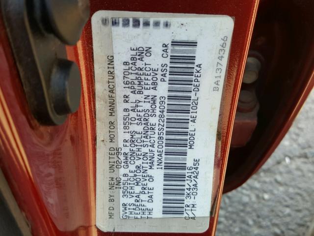 1NXAE00B5SZ284093 - 1995 TOYOTA COROLLA LE 栗色 照片 10