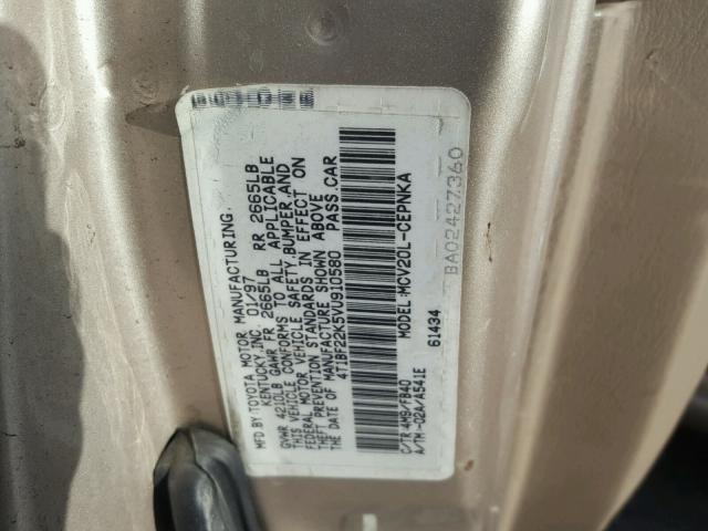 4T1BF22K5VU910580 - 1997 TOYOTA CAMRY CE GOLD photo 10