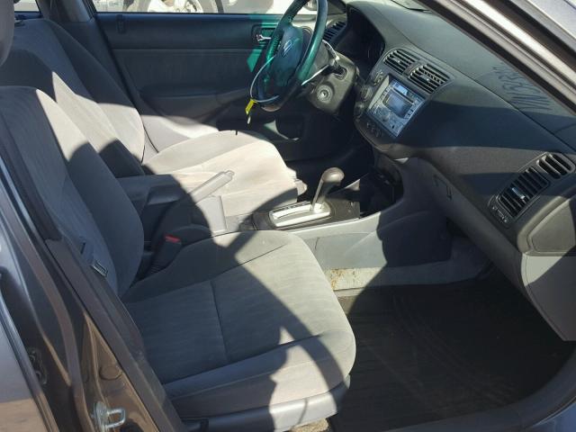 2HGES26765H543826 - 2005 HONDA CIVIC EX CHARCOAL photo 5