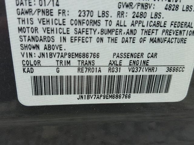 JN1BV7AP9EM686766 - 2014 INFINITI Q50 BASE Gris foto 10