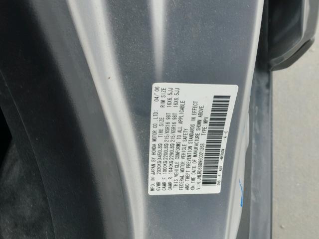 JHLRD68896C021268 - 2006 HONDA CR-V EX SILVER photo 10