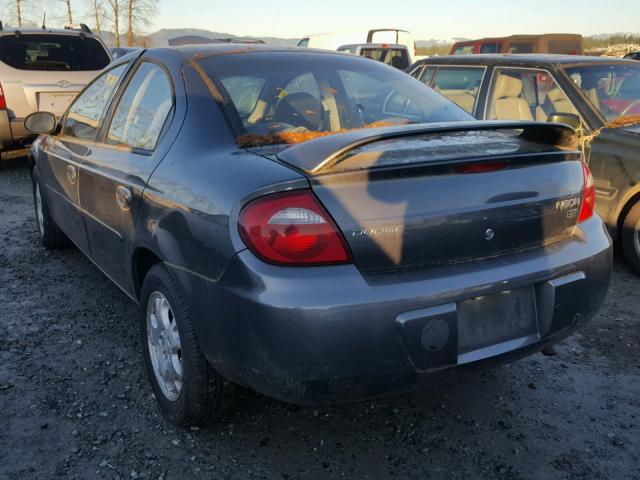 1B3ES56C54D528194 - 2004 DODGE NEON SXT CHARCOAL photo 3