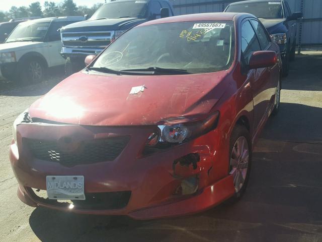 2T1BU40EX9C024034 - 2009 TOYOTA COROLLA BA RED photo 2