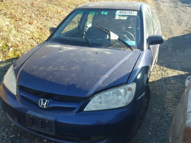 JHMES16524S000065 - 2004 HONDA CIVIC LX BLUE photo 2