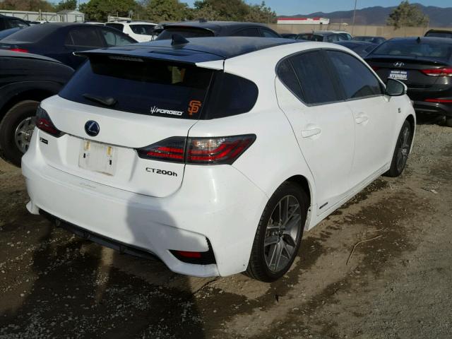 JTHKD5BH8F2232421 - 2015 LEXUS CT 200 WHITE photo 4