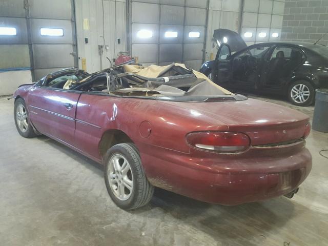 3C3EL45H8XT601094 - 1999 CHRYSLER SEBRING JX BURGUNDY photo 3