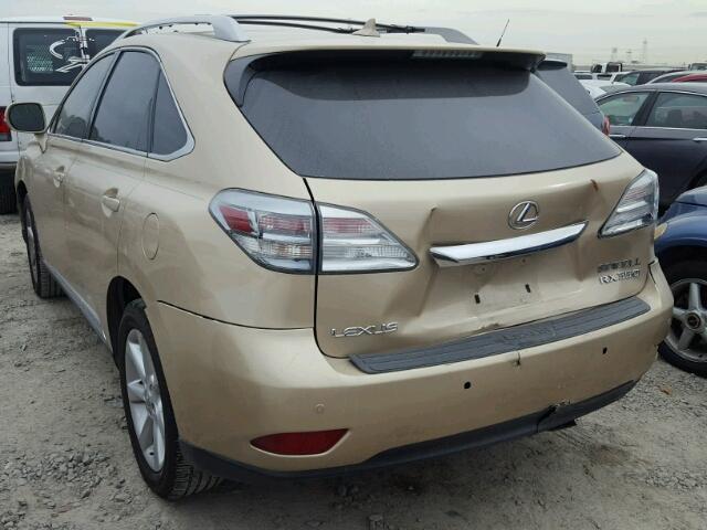 2T2ZK1BA4AC039142 - 2010 LEXUS RX 350 BEIGE photo 3