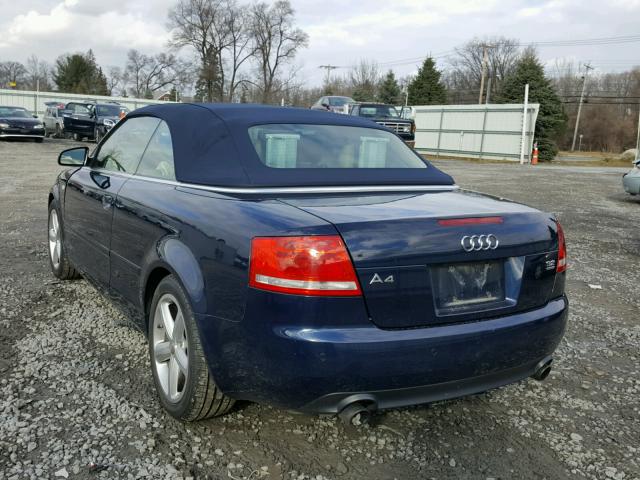 WAUDH48H48K009745 - 2008 AUDI A4 3.2 CAB BLUE photo 3