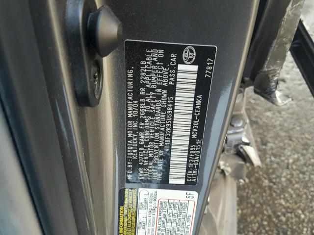 4T1BF32K95U598415 - 2005 TOYOTA CAMRY LE GRAY photo 10