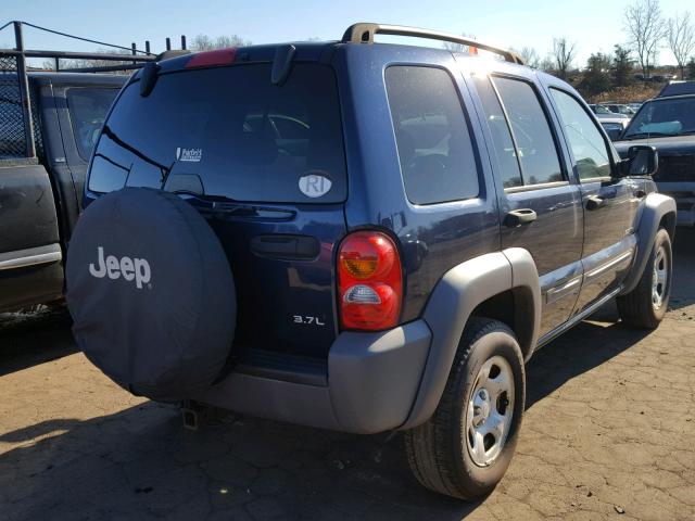 1J4GL48K84W165729 - 2004 JEEP LIBERTY SP BLUE photo 4