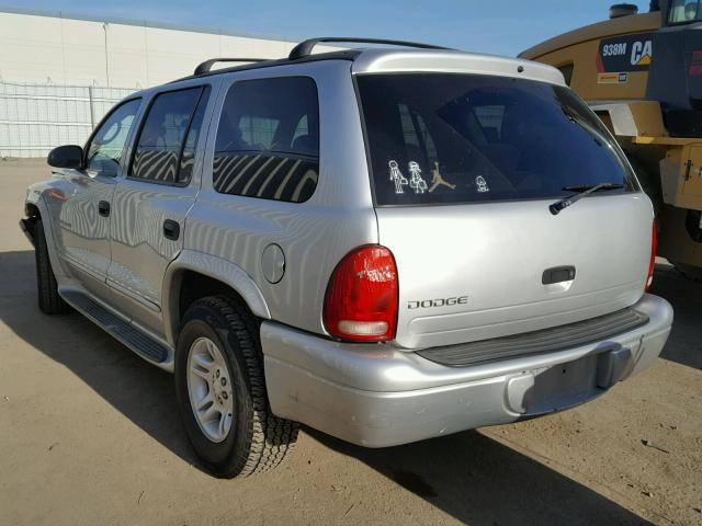 1B4HR28N81F623057 - 2001 DODGE DURANGO SILVER photo 3