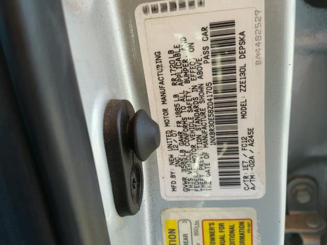 1NXBR30E58Z041705 - 2008 TOYOTA COROLLA CE GRAY photo 10