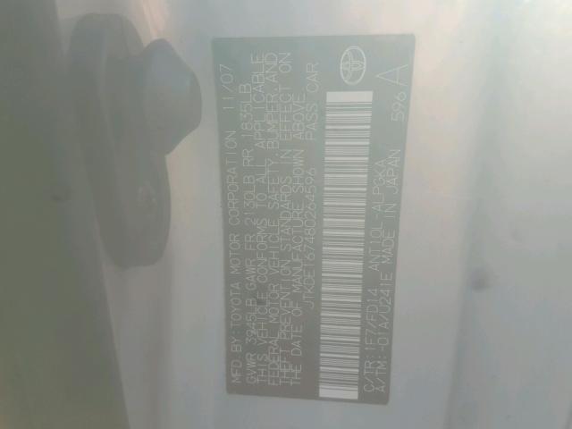 JTKDE167480264596 - 2008 TOYOTA SCION TC 银色 照片 10