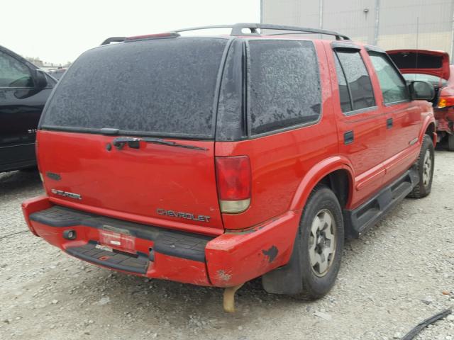 1GNDT13X03K156837 - 2003 CHEVROLET BLAZER RED photo 4