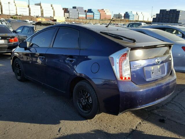 JTDKN3DUXD1729356 - 2013 TOYOTA PRIUS BLUE photo 3