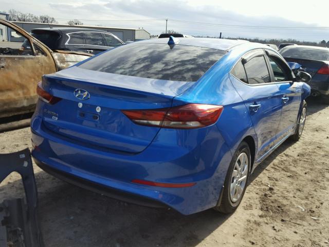 KMHD74LF0HU353794 - 2017 HYUNDAI ELANTRA SE BLUE photo 4