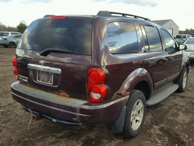 1D4HB48N44F203726 - 2004 DODGE DURANGO SL MAROON photo 4