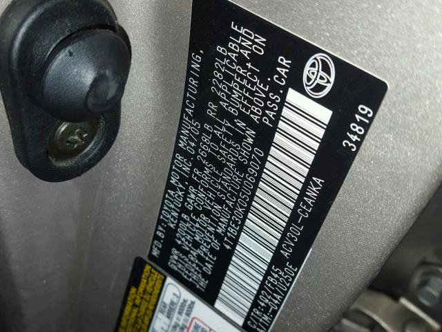 4T1BE30K05U069070 - 2005 TOYOTA CAMRY LE TAN photo 10