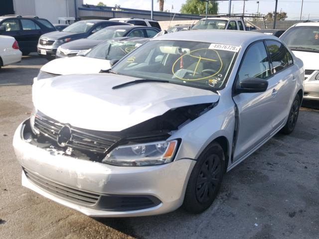 3VW2K7AJ0BM087740 - 2011 VOLKSWAGEN JETTA BASE SILVER photo 2