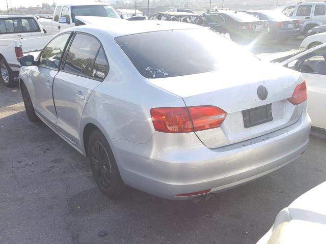 3VW2K7AJ0BM087740 - 2011 VOLKSWAGEN JETTA BASE SILVER photo 3