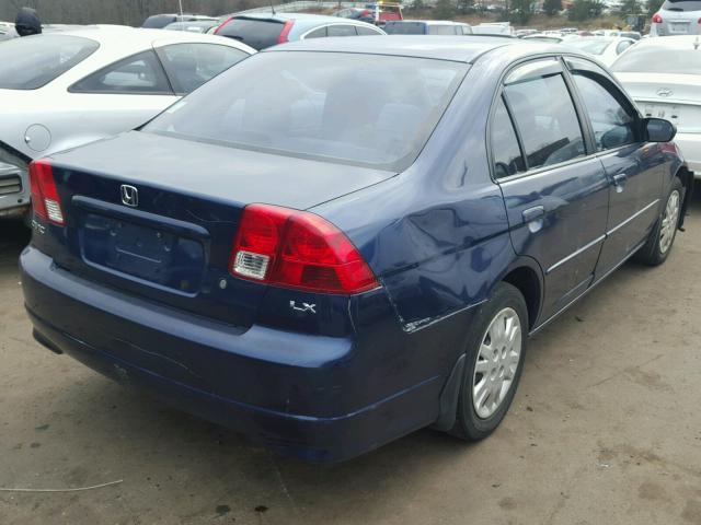 2HGES16595H502342 - 2005 HONDA CIVIC LX BLUE photo 4