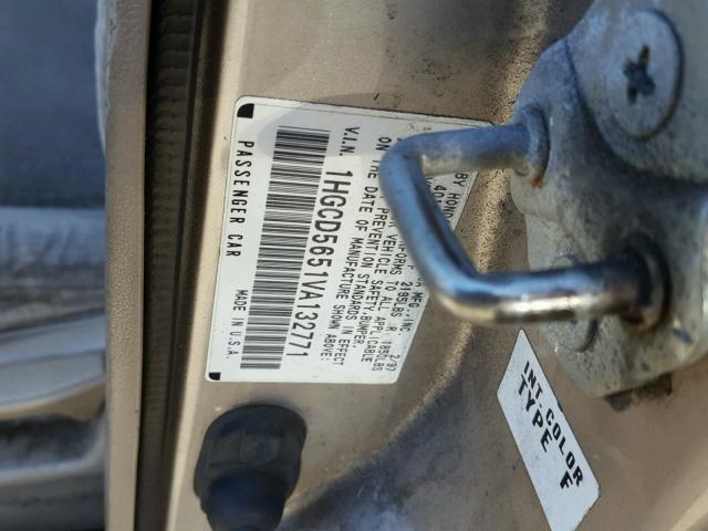 1HGCD5651VA132771 - 1997 HONDA ACCORD EX GOLD photo 10