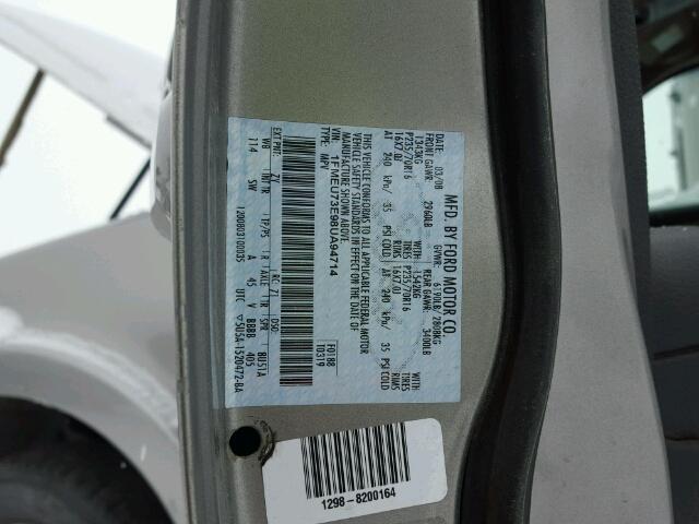 1FMEU73E98UA94714 - 2008 FORD EXPLORER X SILVER photo 10