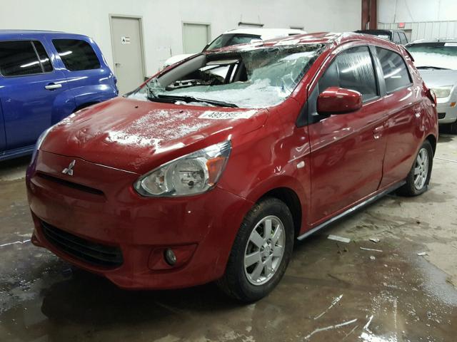 ML32A4HJ1EH017976 - 2014 MITSUBISHI MIRAGE ES RED photo 2