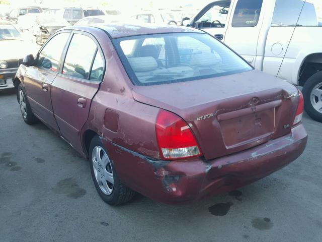 KMHDN45D82U392609 - 2002 HYUNDAI ELANTRA GL RED photo 3