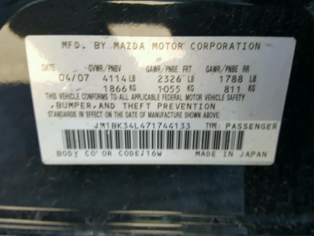 JM1BK34L471744133 - 2007 MAZDA SPEED 3 黑色 照片 10