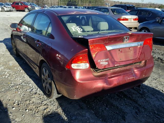 2HGFA16579H545414 - 2009 HONDA CIVIC LX RED photo 3